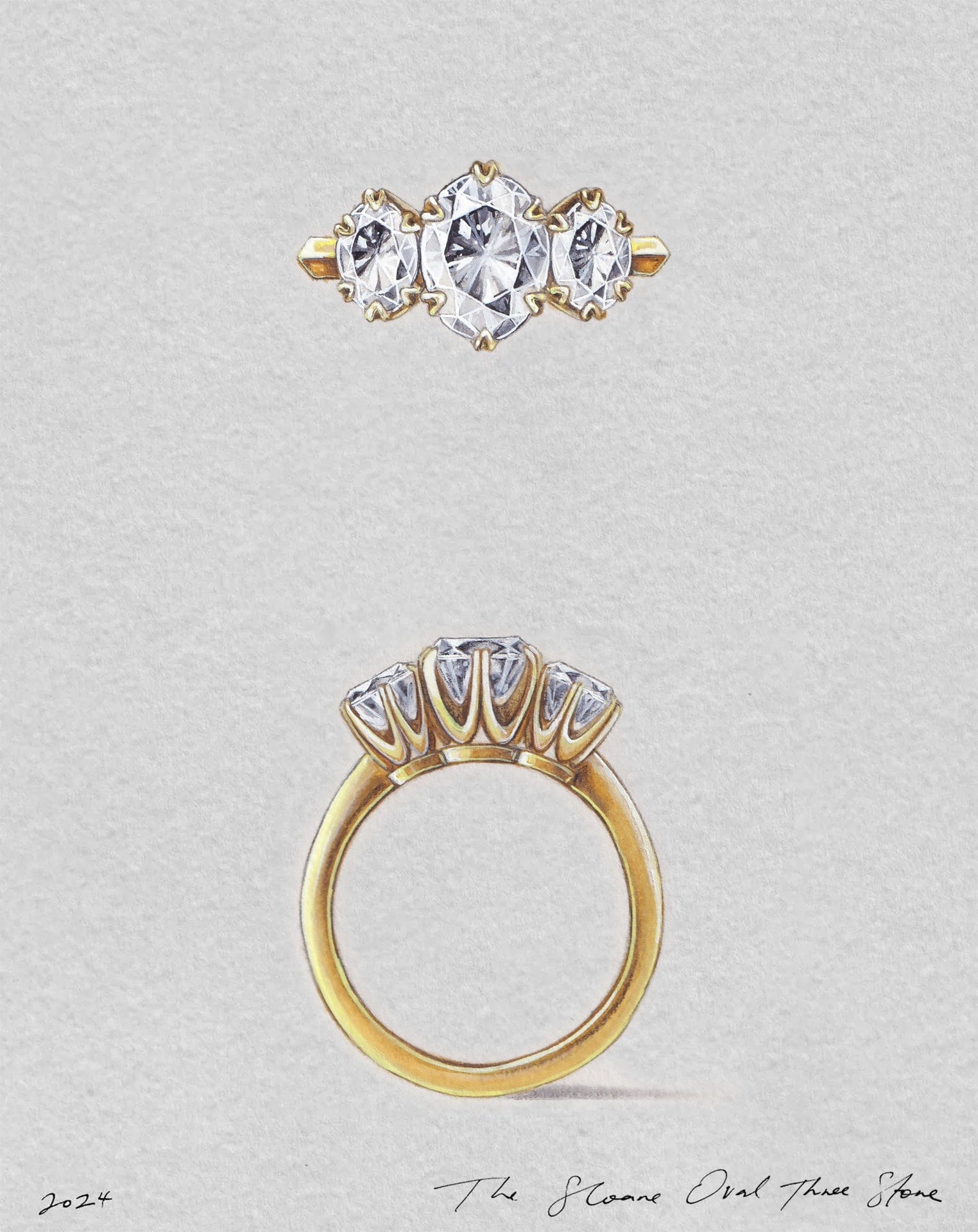 Sloane Oval Three Stone