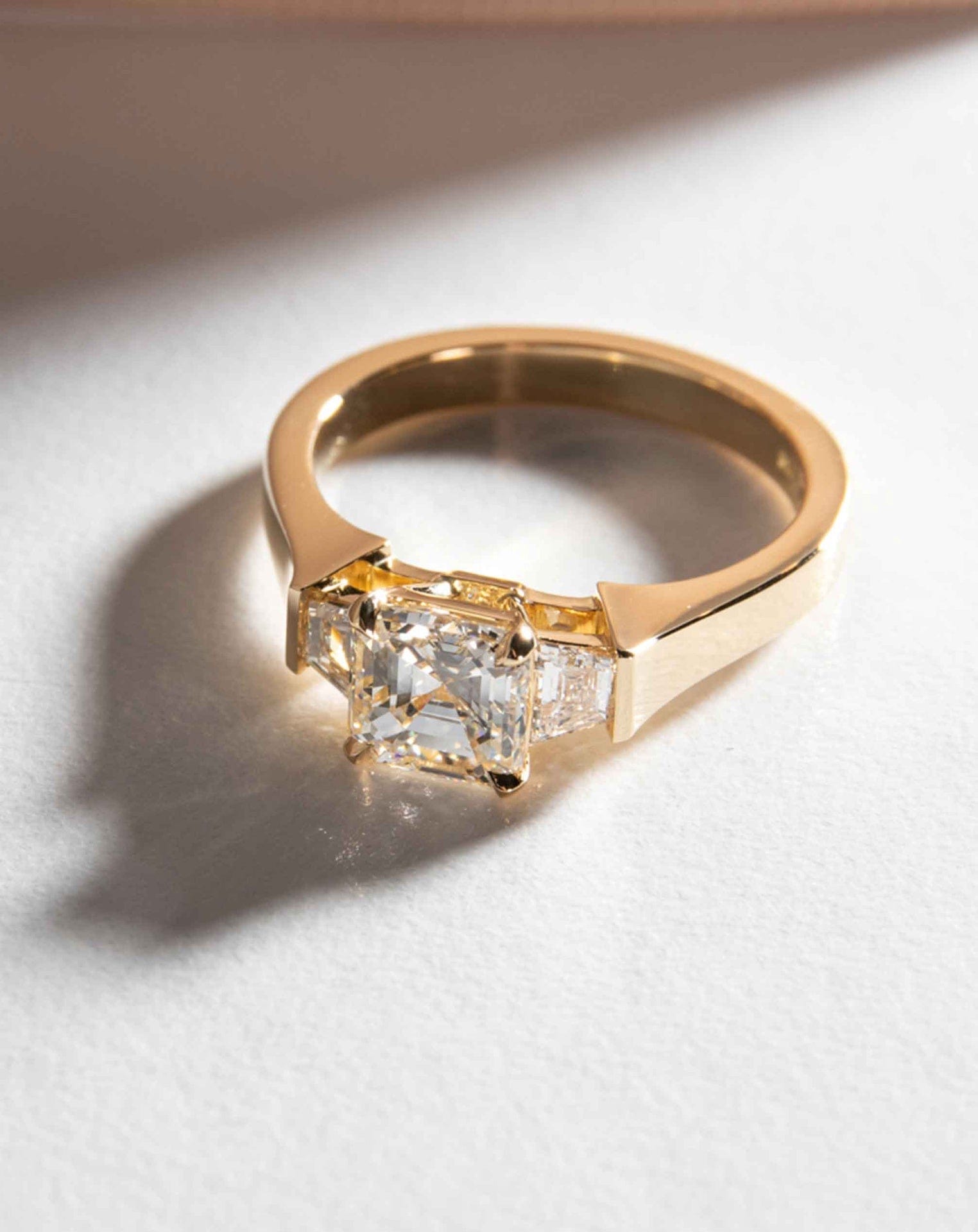 Asscher Cut Three Stone Diamond Ring