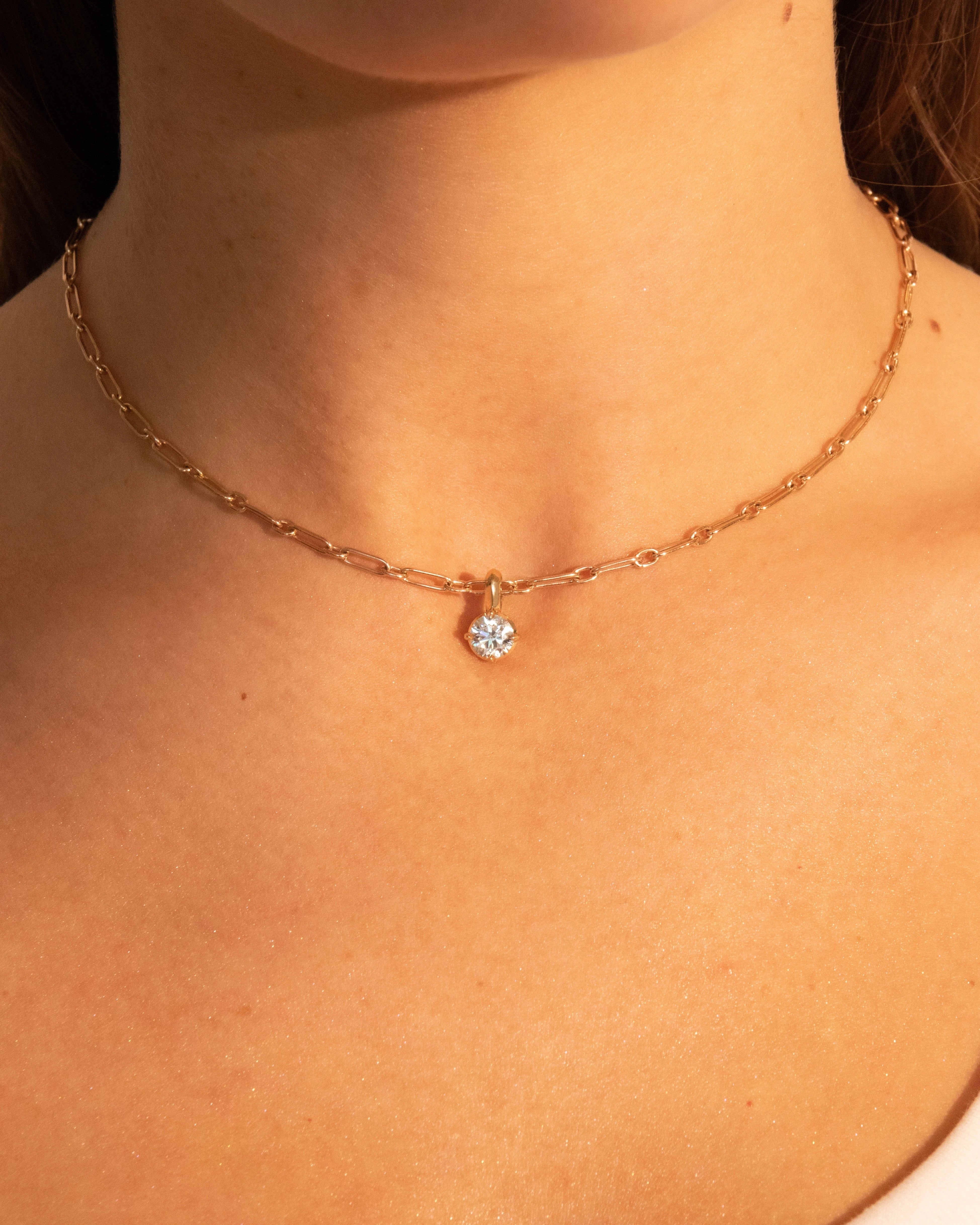 Boussole Necklace in Yellow Gold - Round Diamond