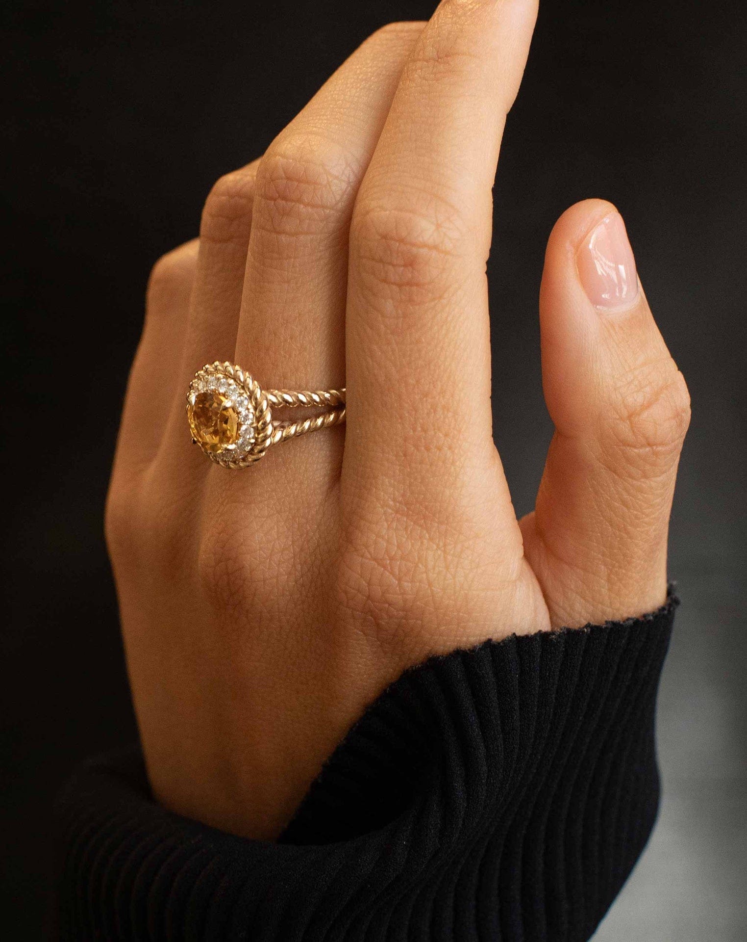 Citrine Grand Knots Ring