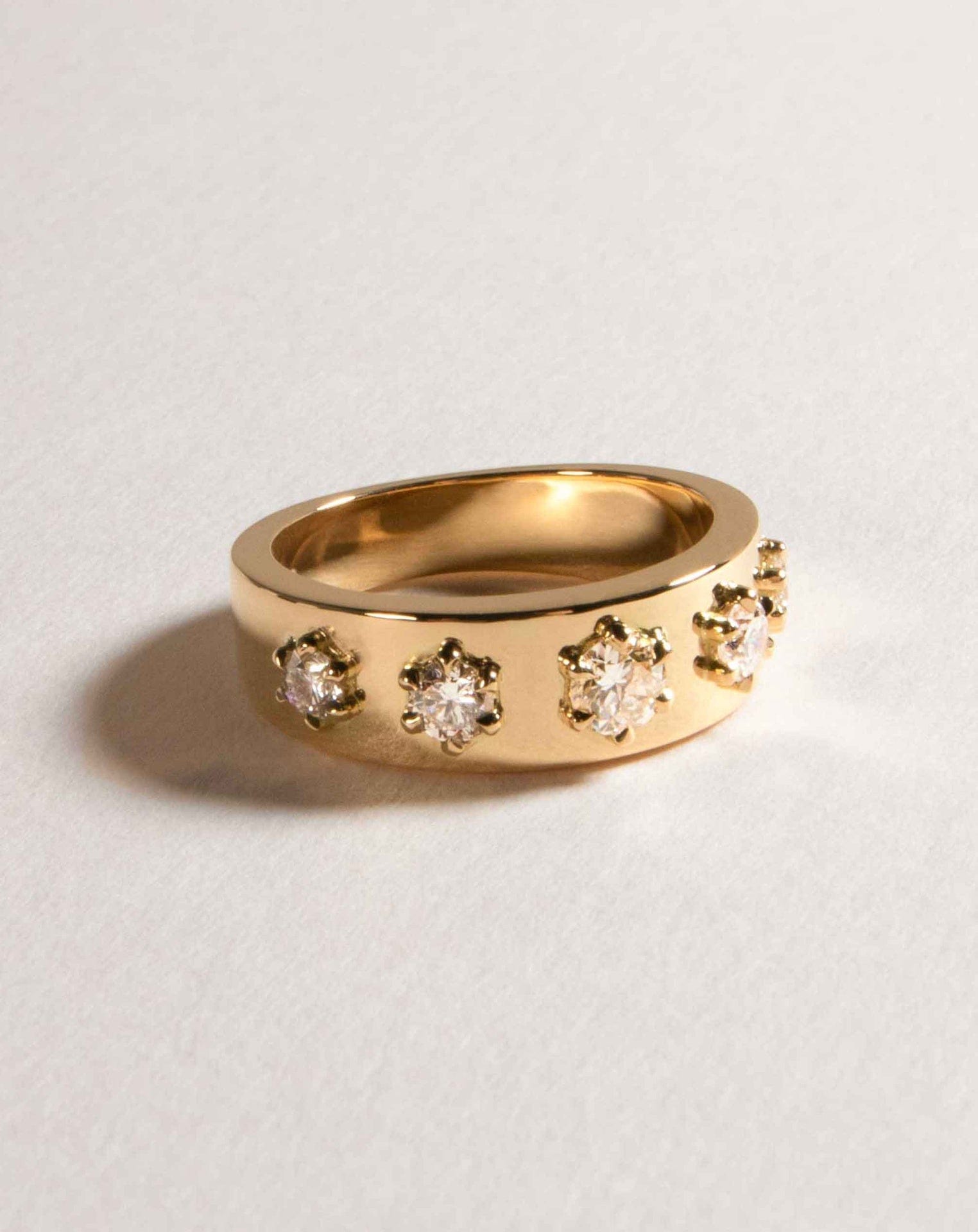 Wide Tapered Five Stone Diamond Set Ring