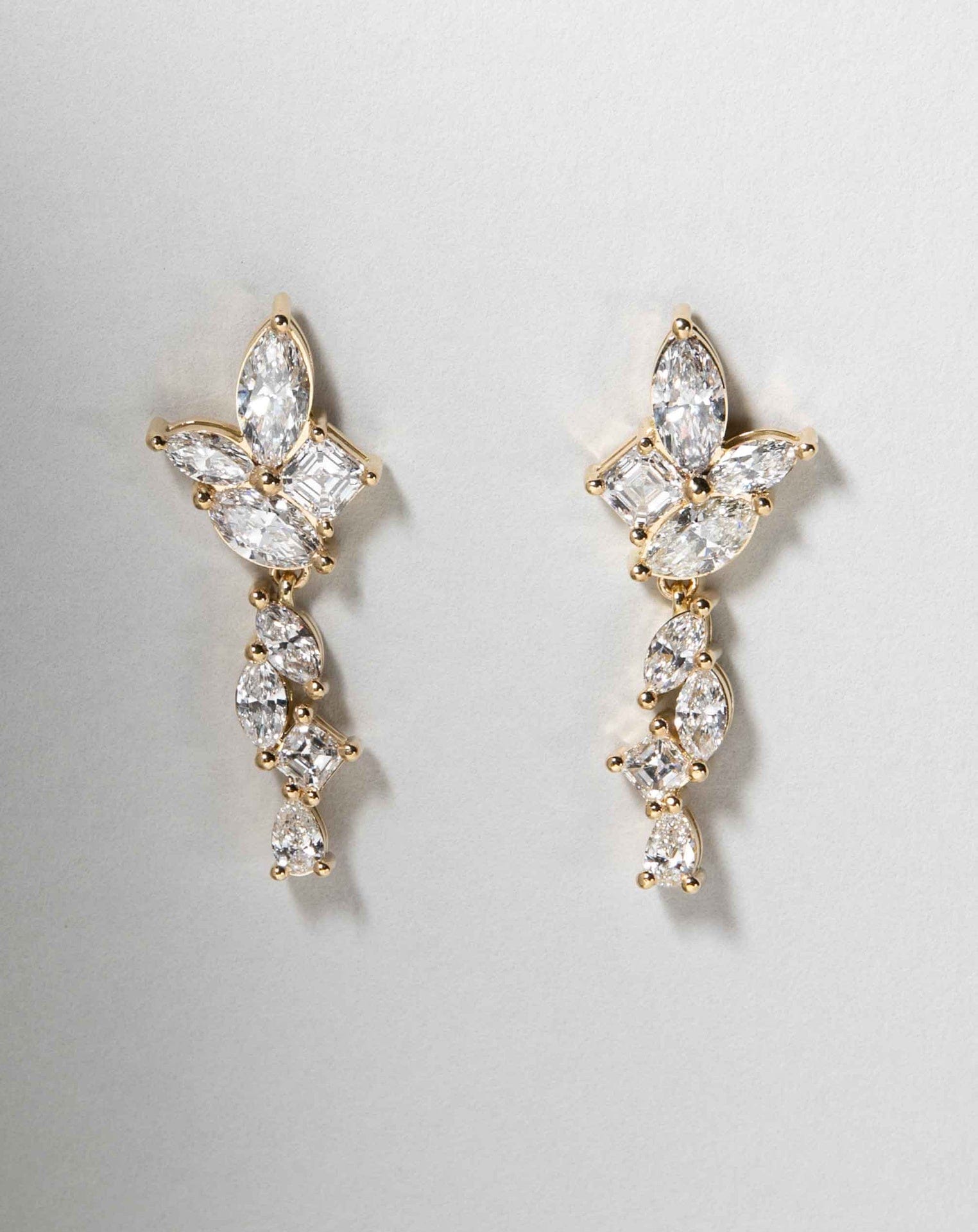 Cluster Diamond Drop Earrings