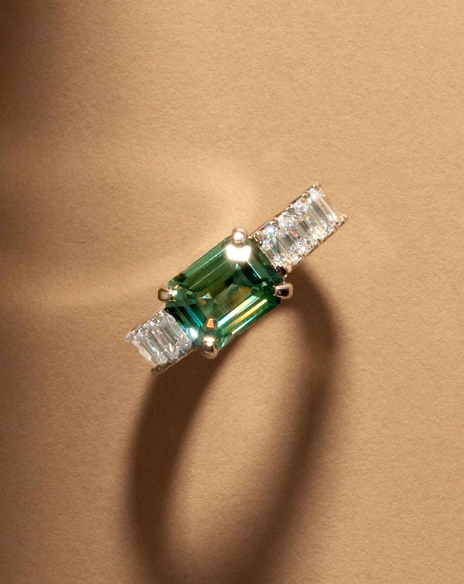 Emerald-cut Sapphire with Diamonds