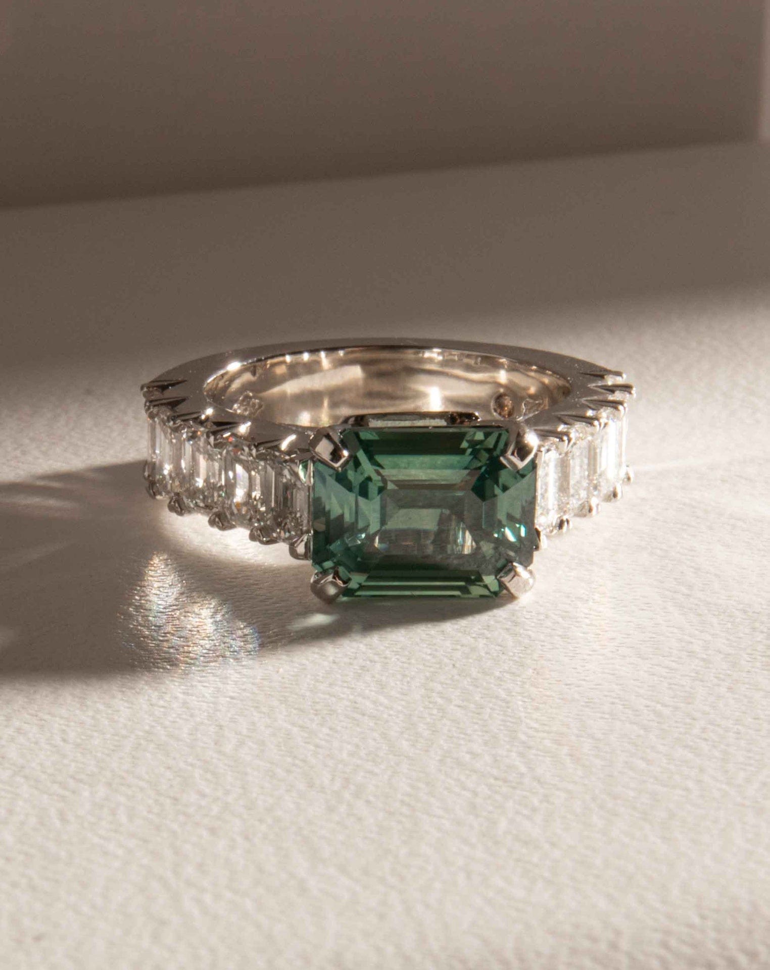 Emerald-cut Sapphire with Diamonds
