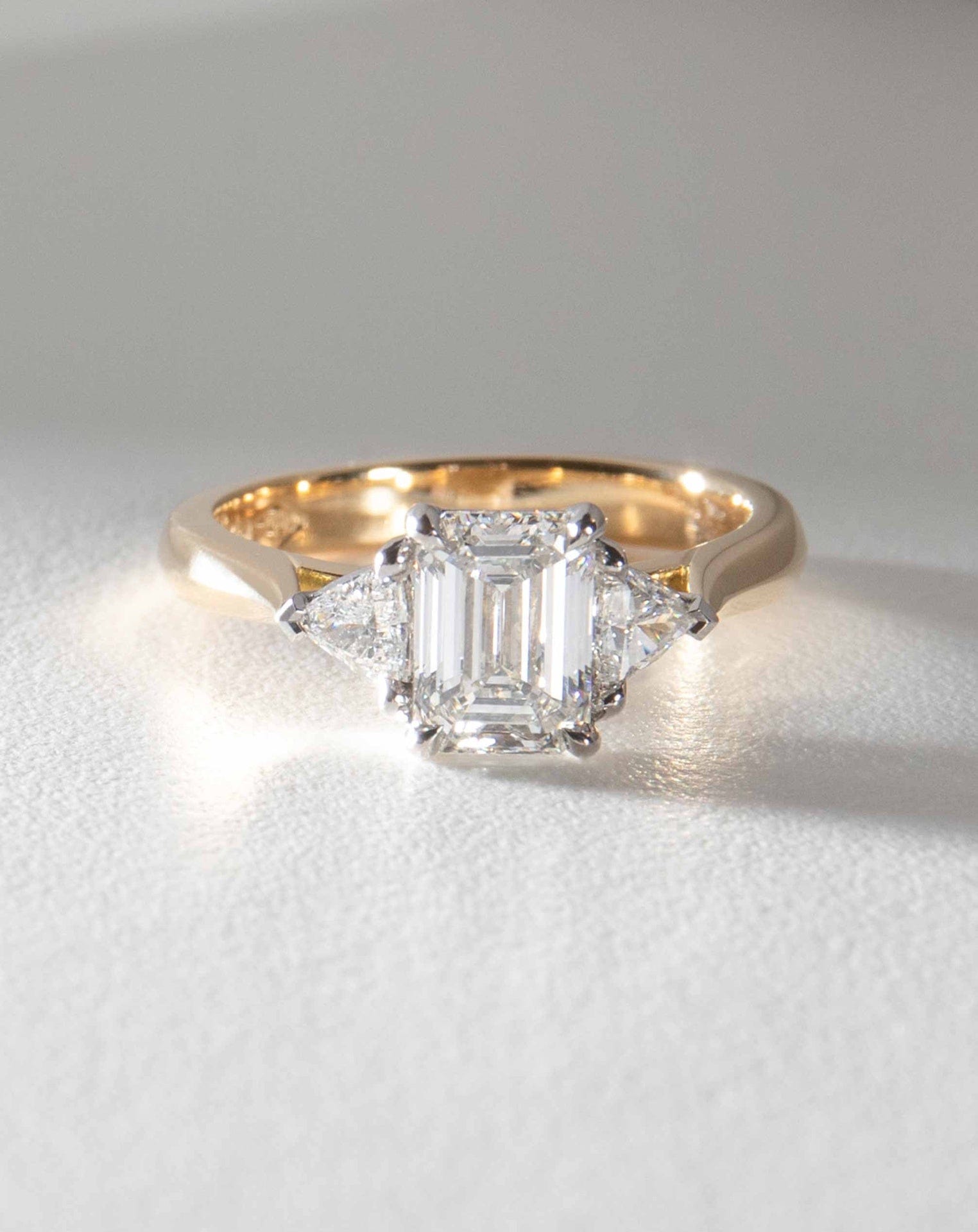 Emerald Cut Diamond with Trillions
