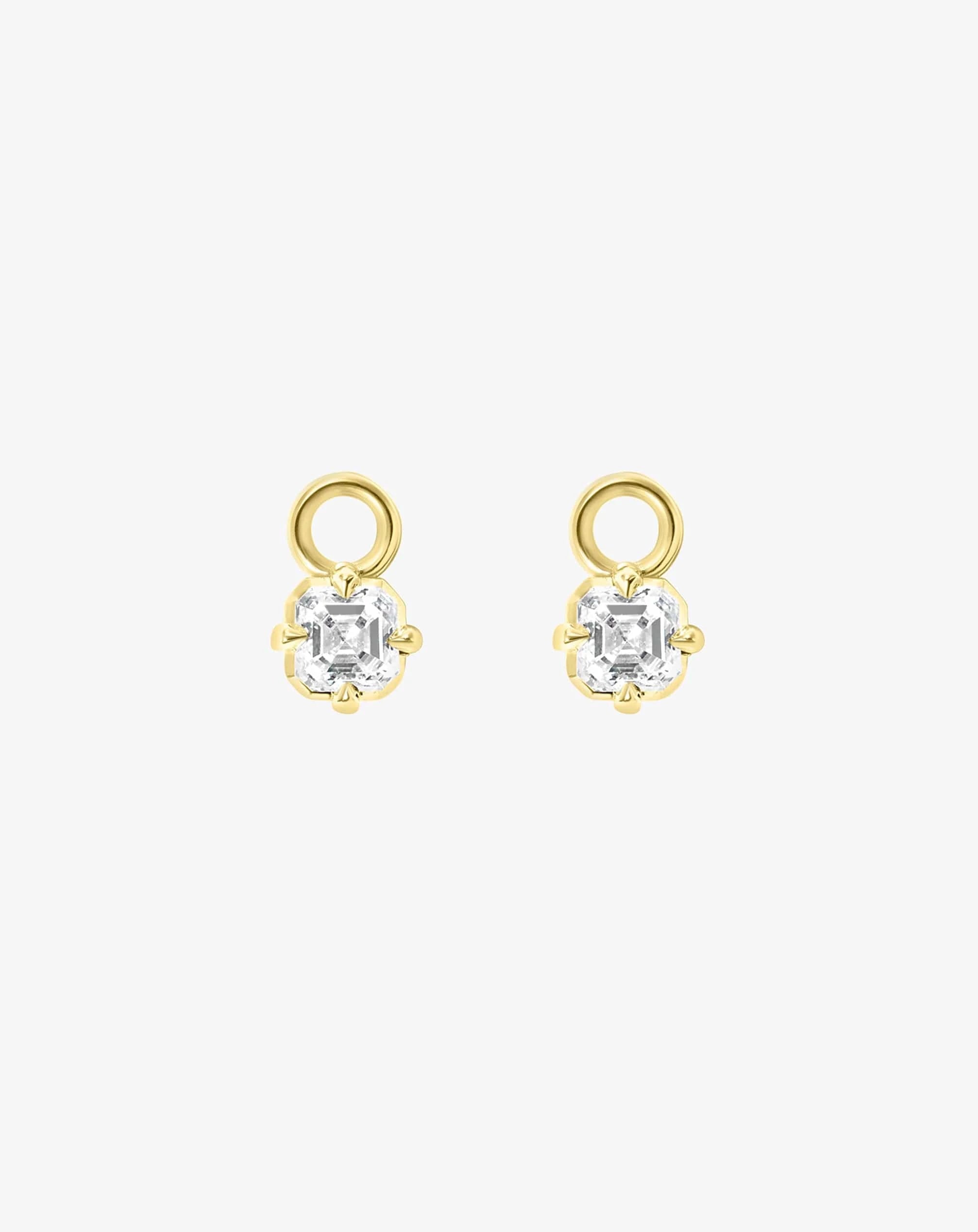 Boussole Huggie Charm in Yellow Gold - Asscher Diamond