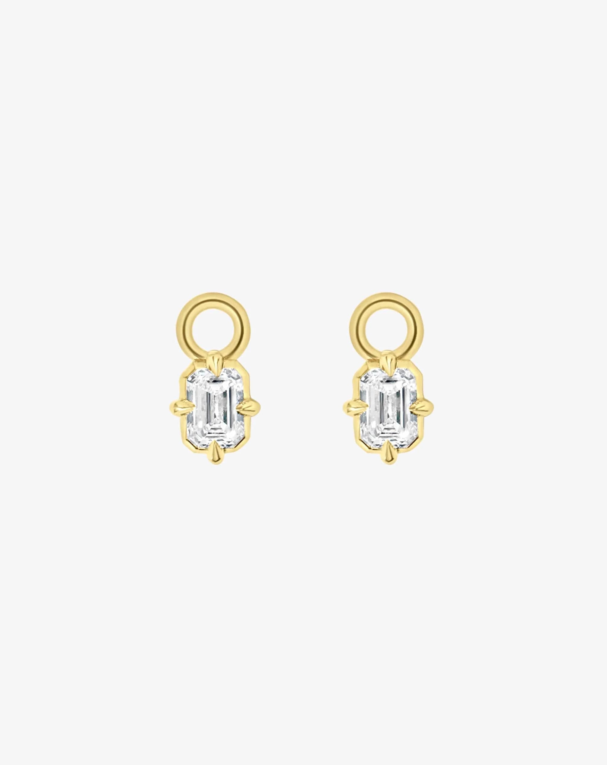 Boussole Huggie Charm in Yellow Gold - Emerald Diamond