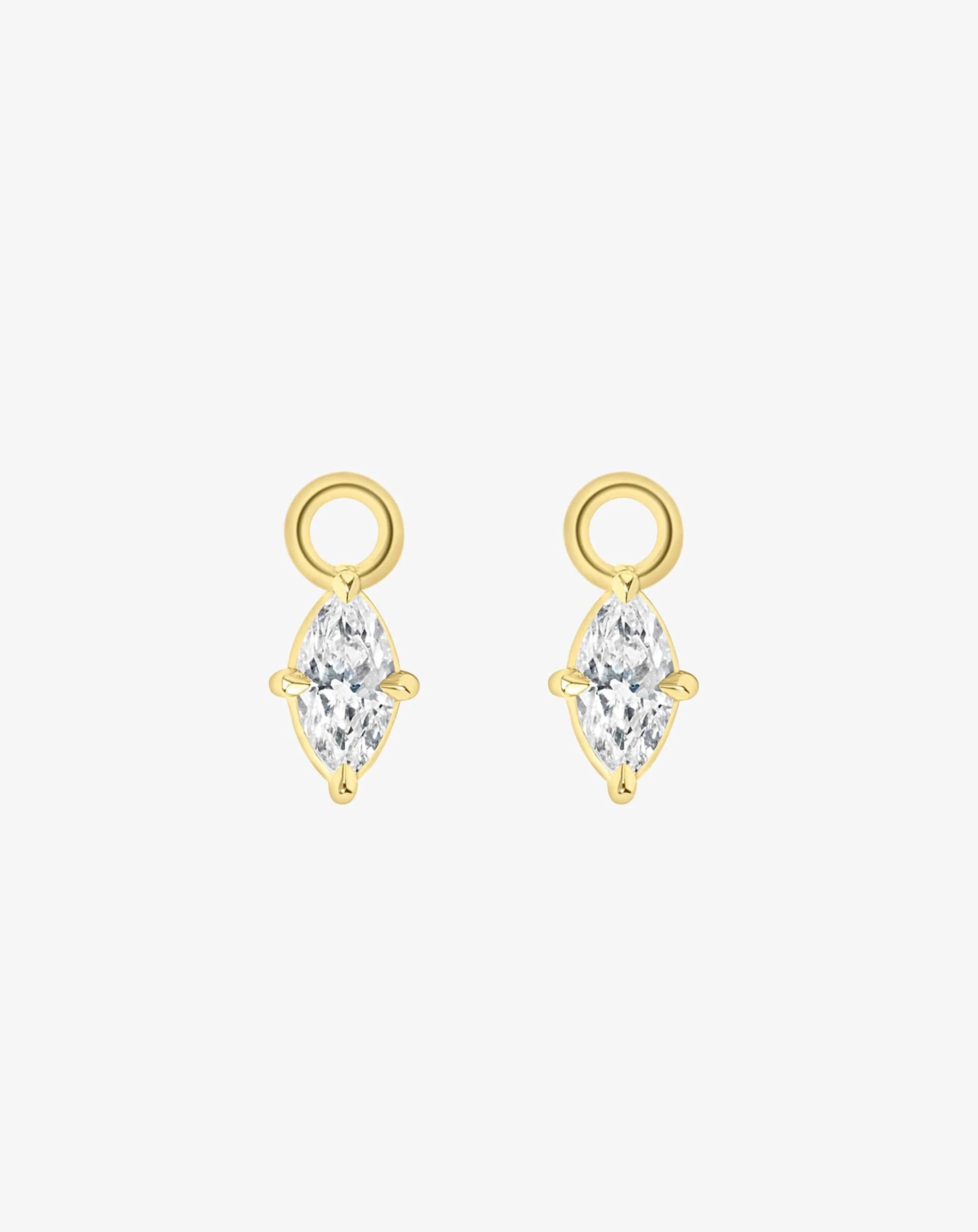 Boussole Huggie Charm in Yellow Gold - Marquise Diamond