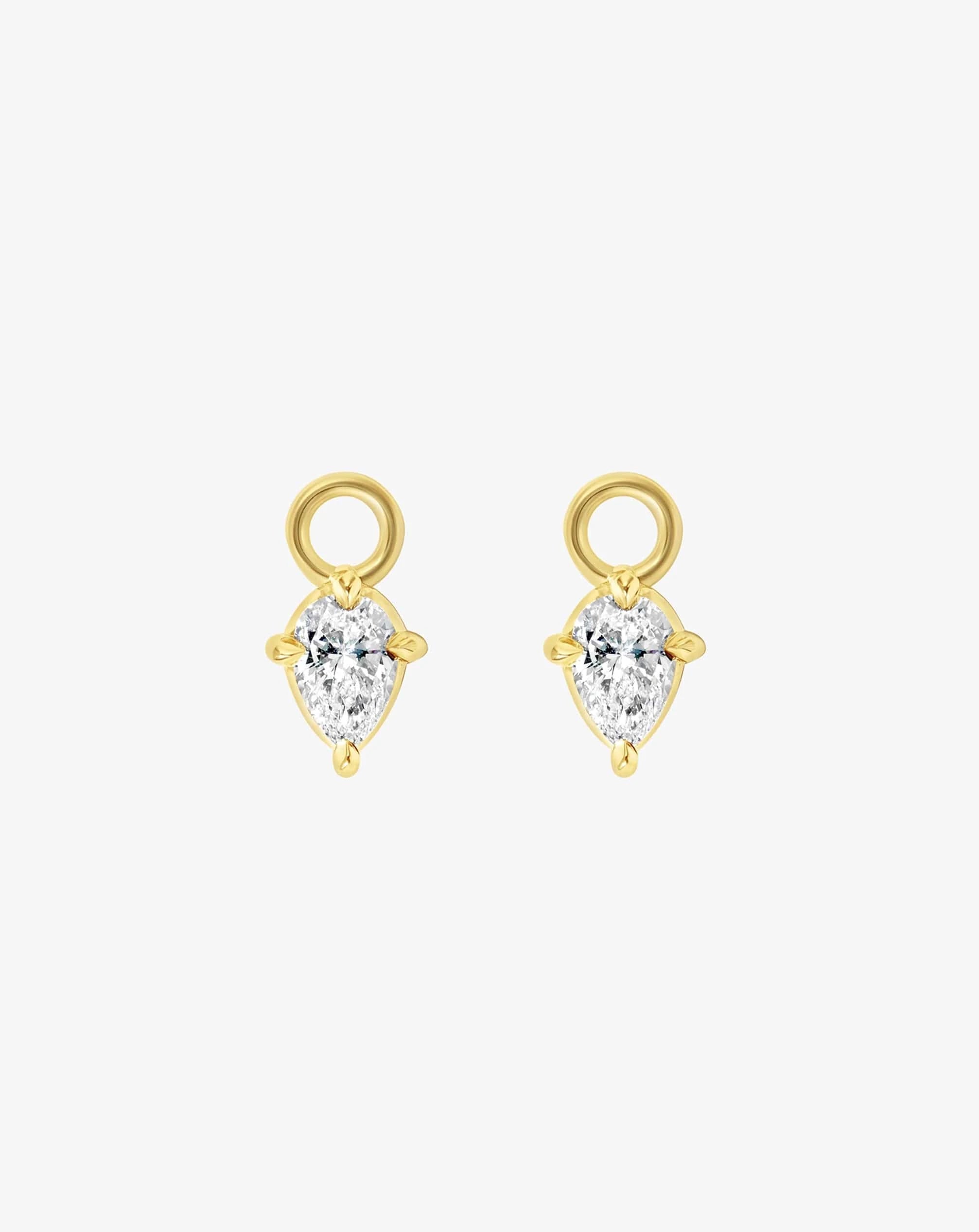 Boussole Huggie Charm in Yellow Gold - Pear Diamond