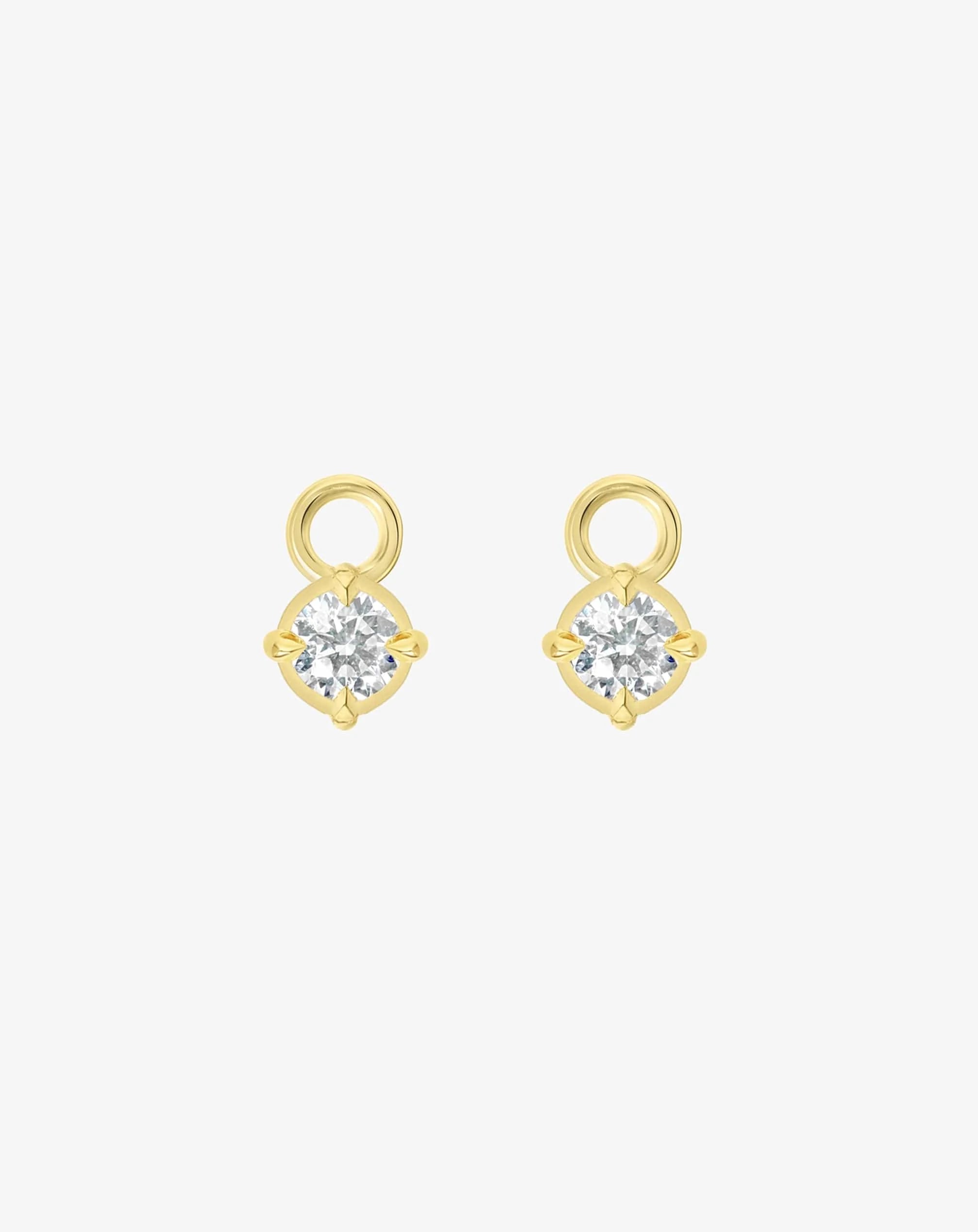 Boussole Huggie Charm in Yellow Gold - Round Brilliant Diamond