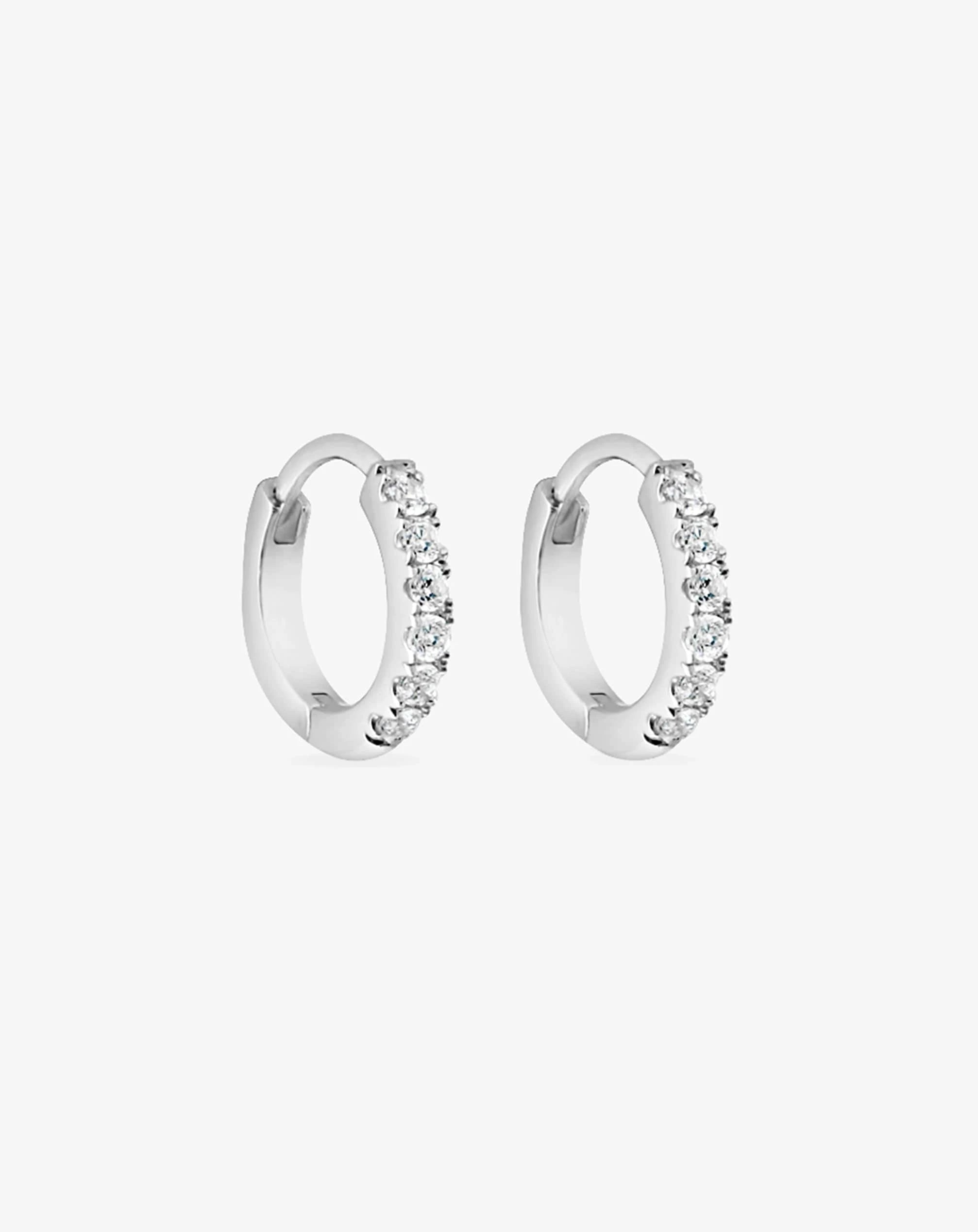 Classic Diamond Huggies in White Gold