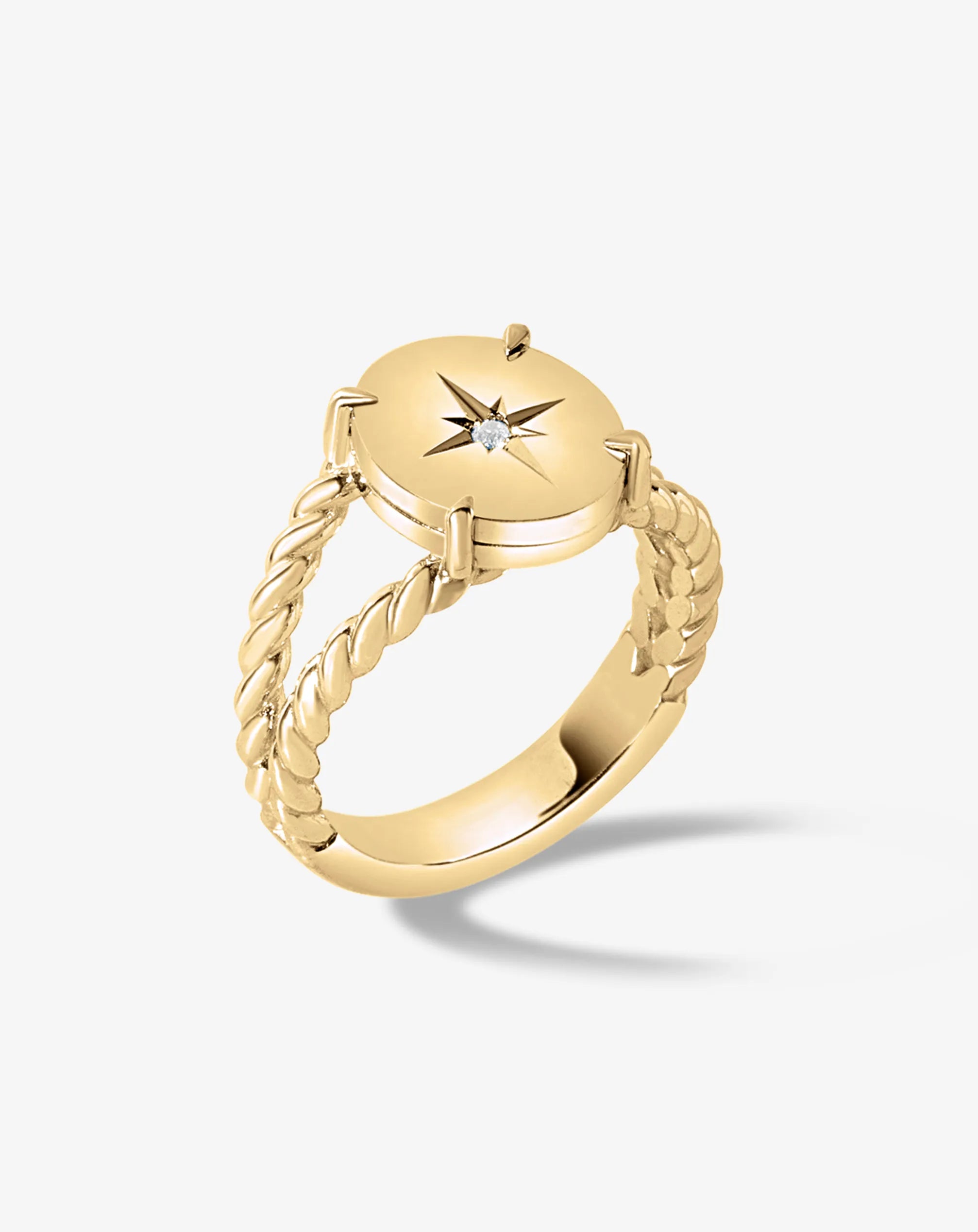 Knots Star Set Signet Ring