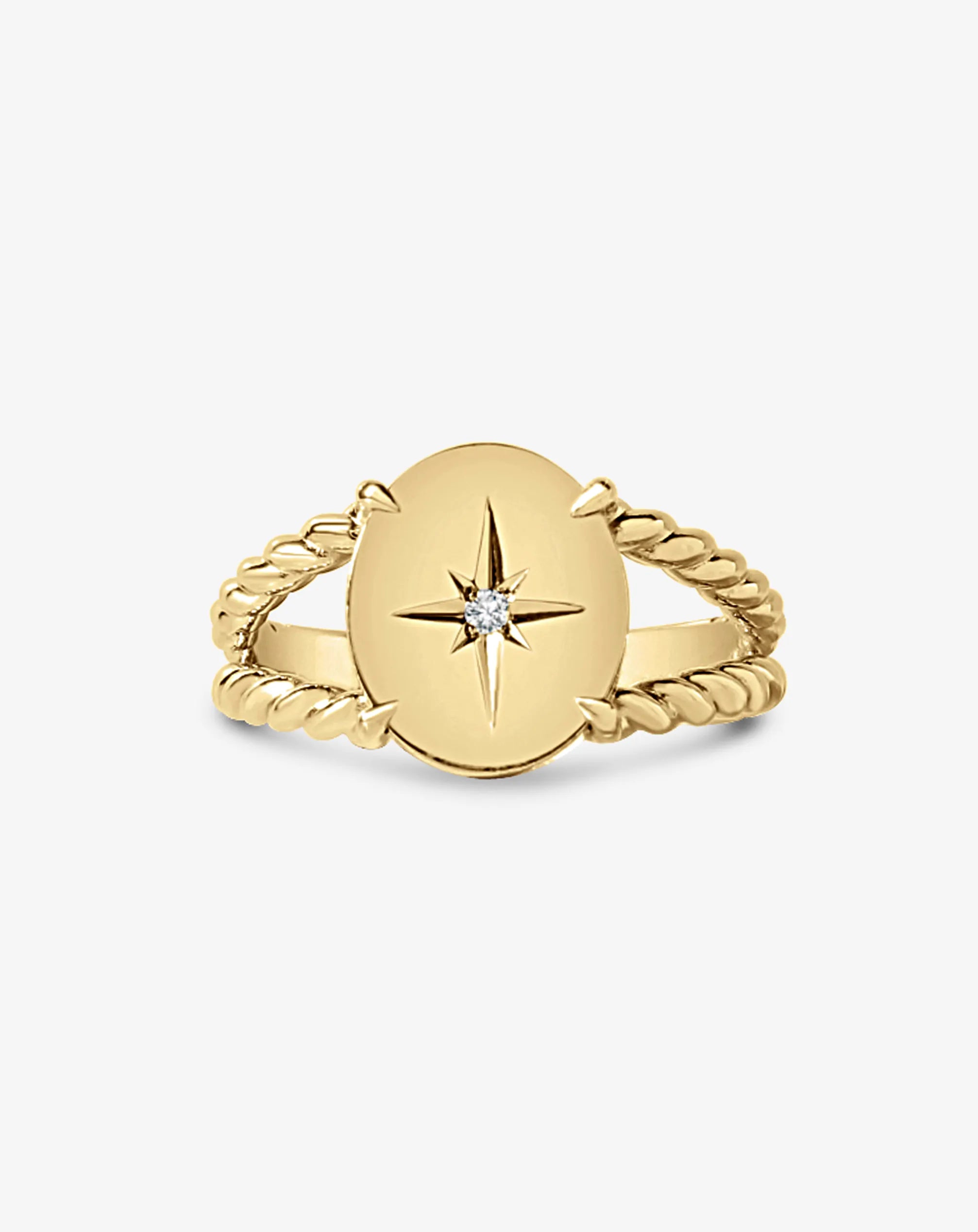 Knots Star Set Signet Ring