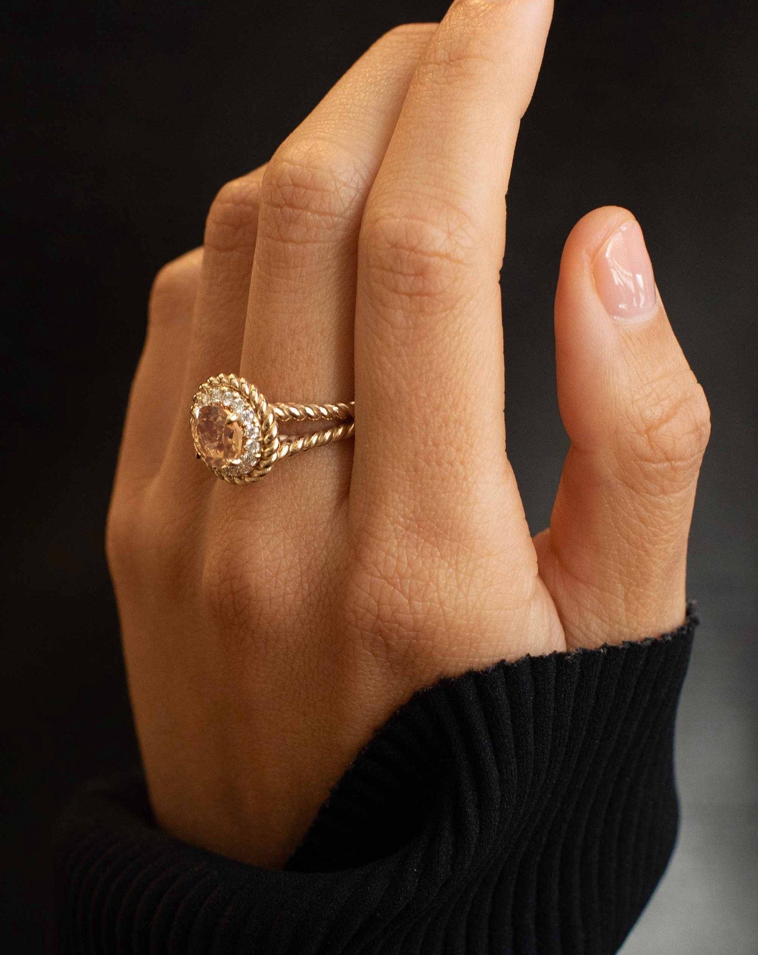 Morganite Grand Knots Ring