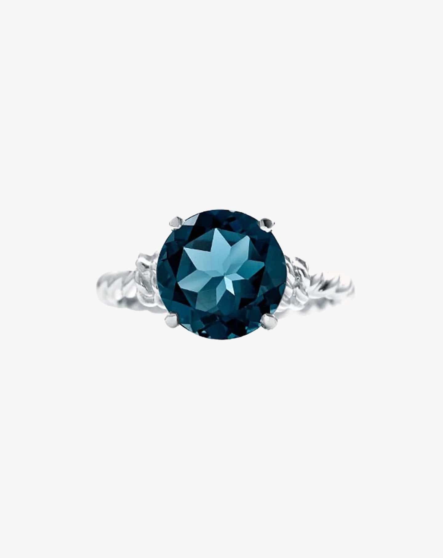 Blue Topaz Knots Ring White Gold
