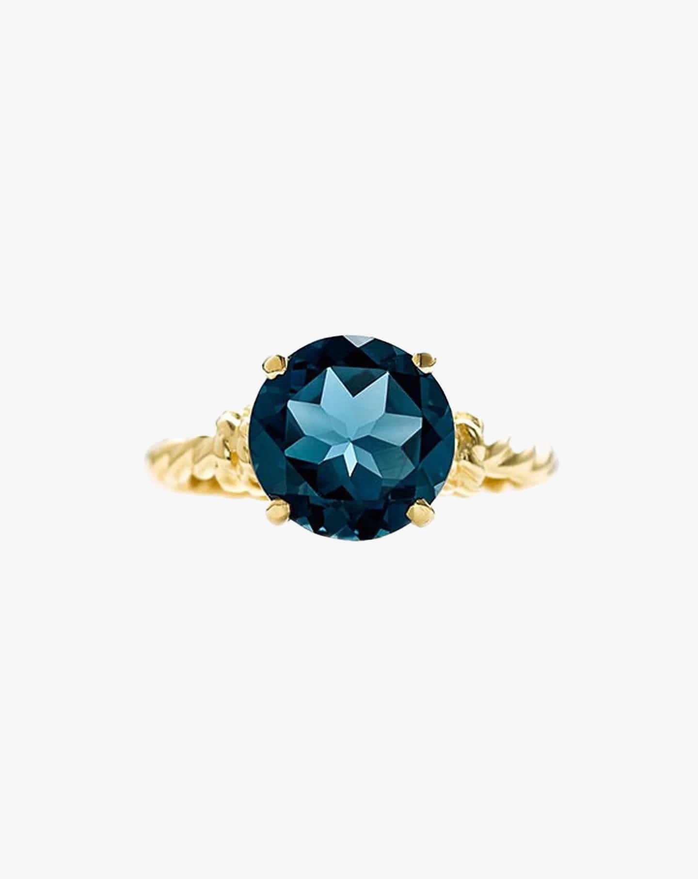 Blue Topaz Knots Ring Yellow Gold