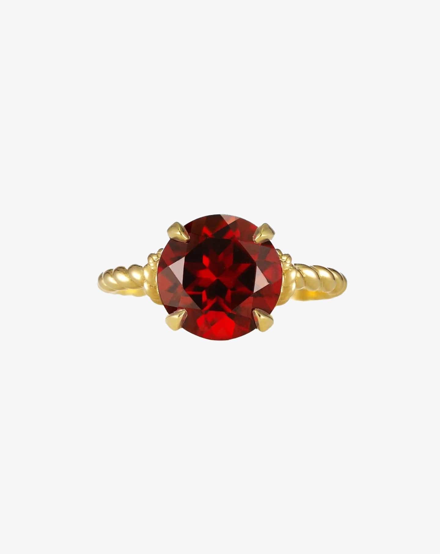 Garnet Knots Ring Yellow Gold