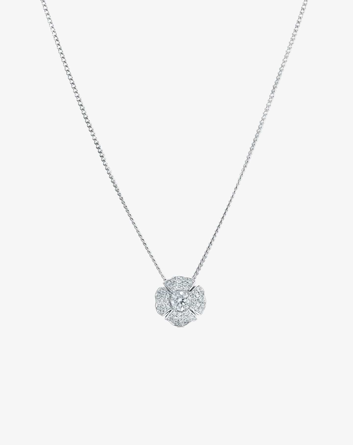 Romeo Flower Grand Pavé Necklace White Gold