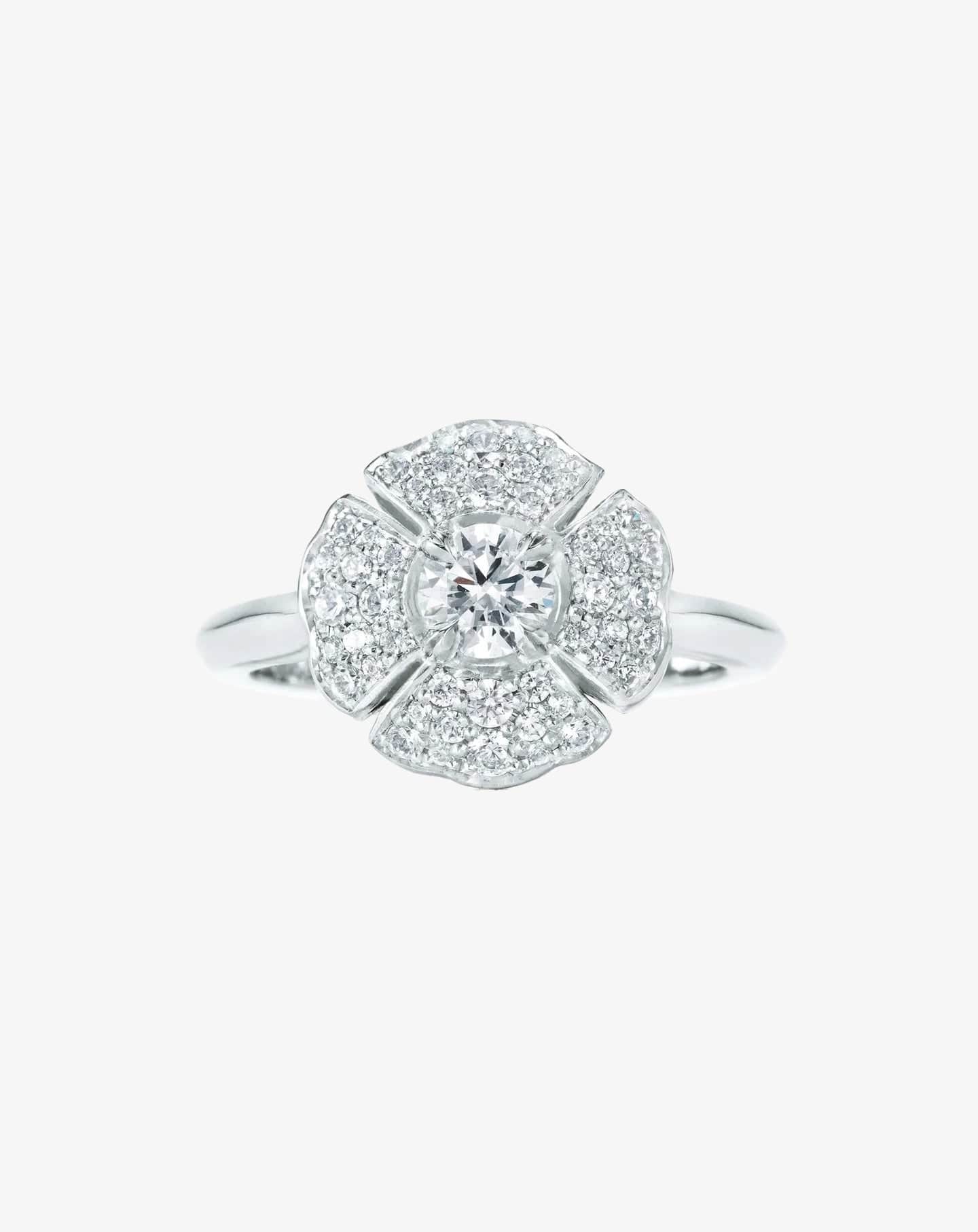 Romeo Flower Grand Pavé Ring White Gold