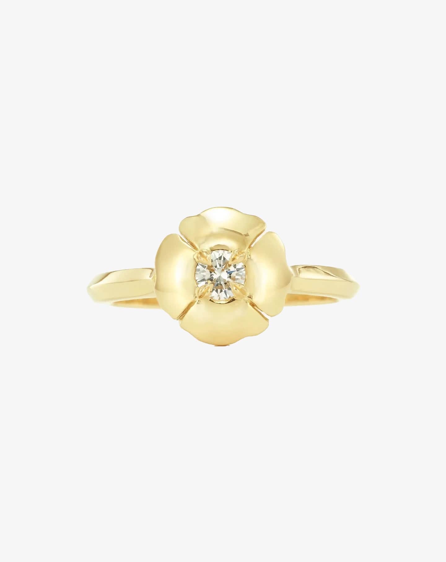 Romeo Flower Petit Solid Ring Yellow Gold