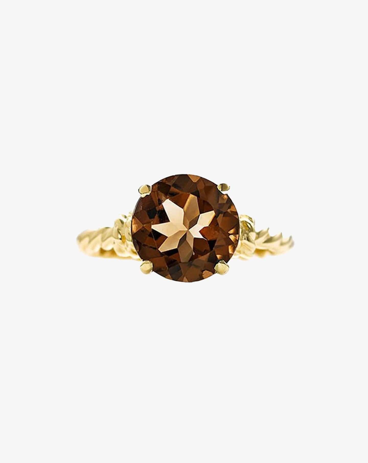 Smoky Quartz Knots Ring Yellow Gold