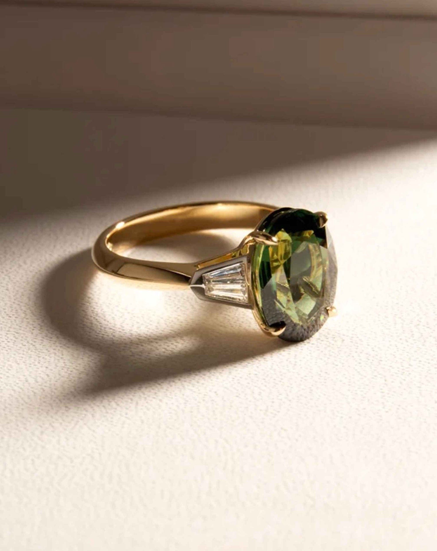 Green Oval Sapphire Ring