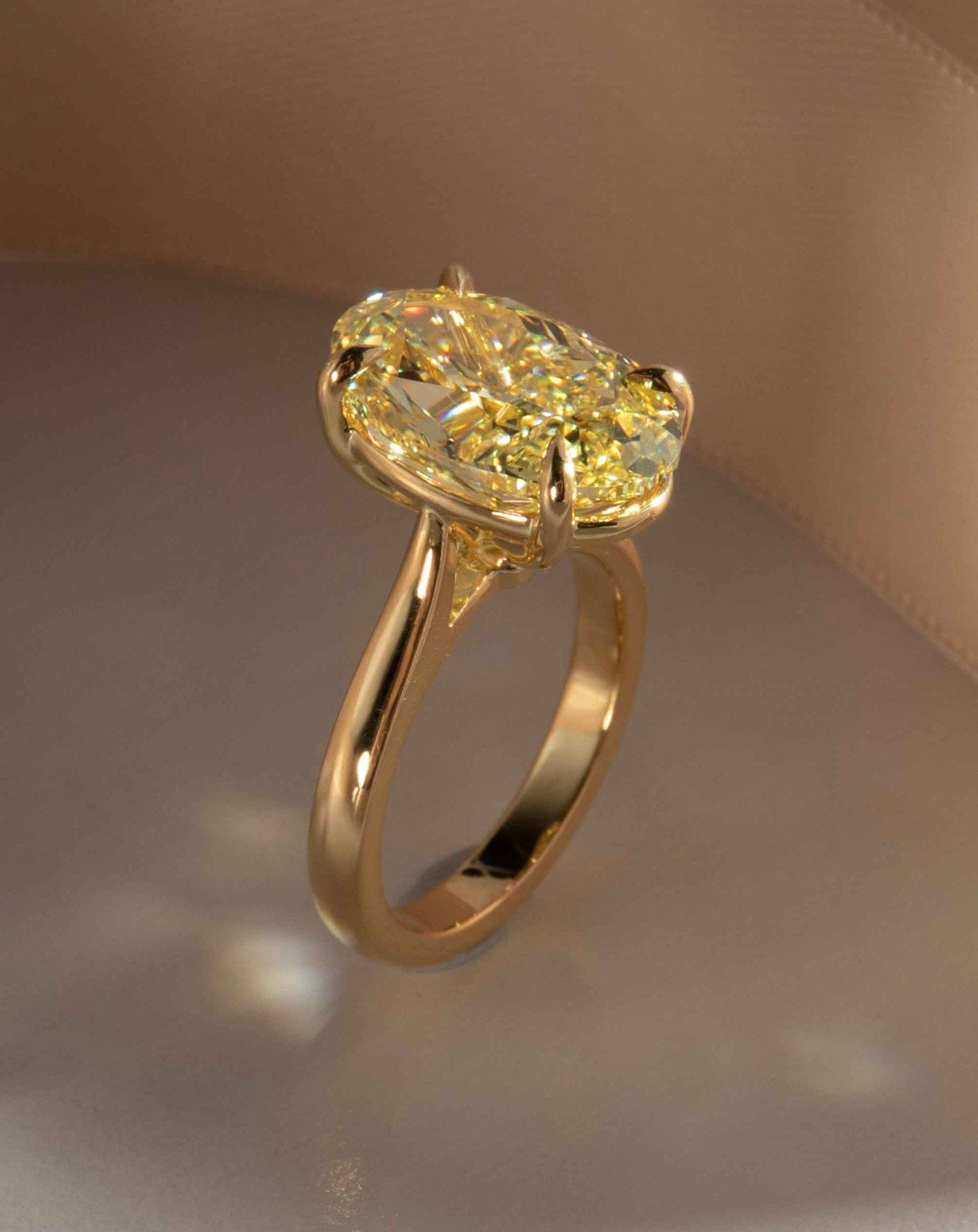 Oval Cut Yellow Diamond Solitaire