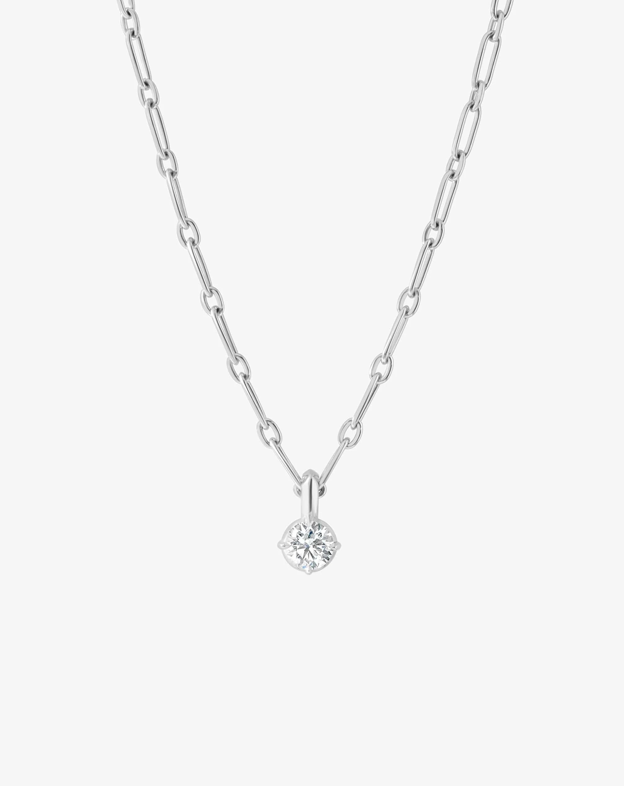 Boussole Necklace in White Gold - Round Diamond