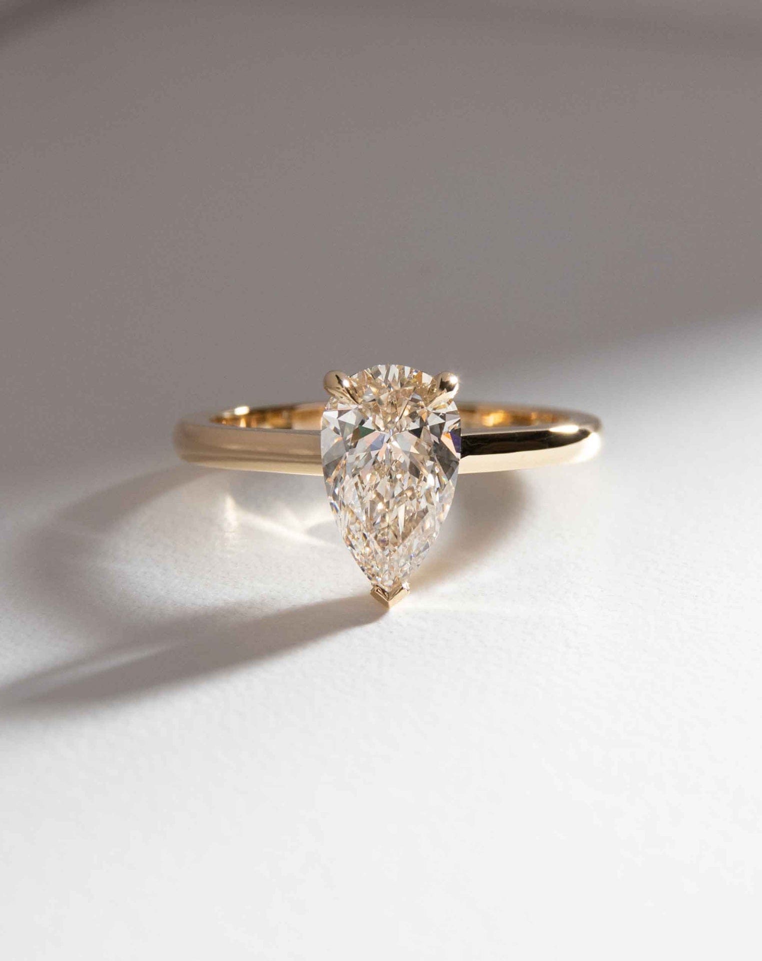 Pear Cut Champagne Diamond Solitaire
