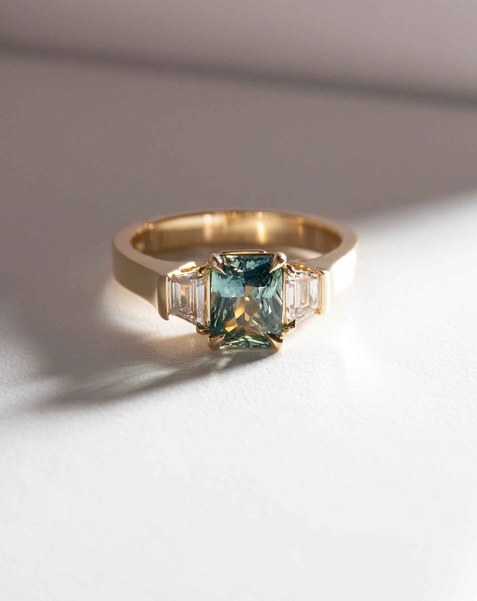Radiant Cut Sapphire Three Stone
