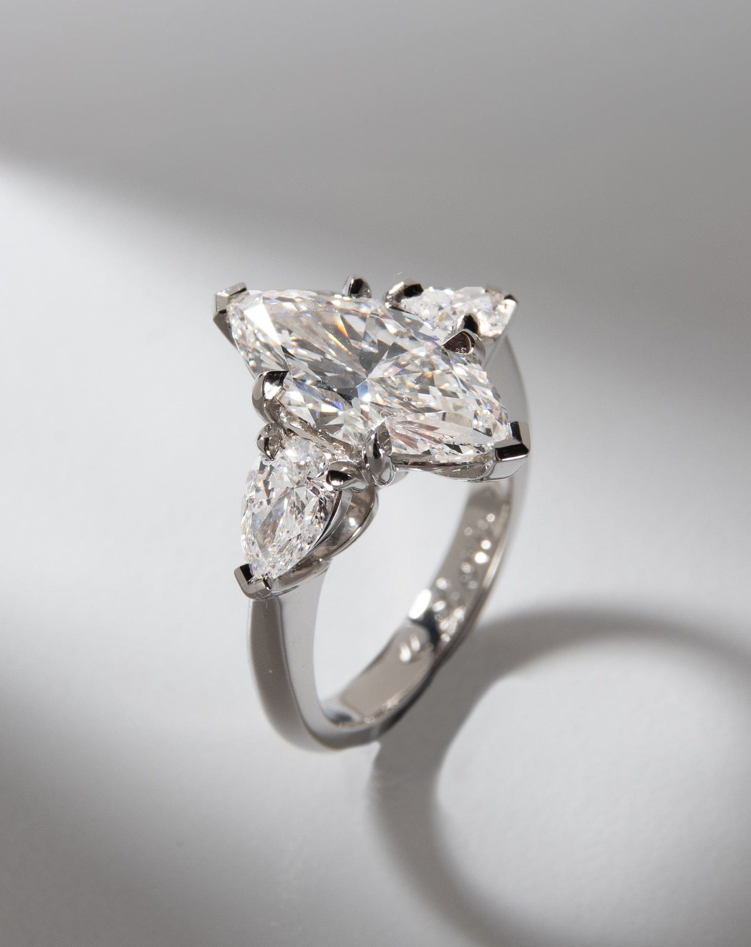 Marquise and Pear Diamond Three Stone
