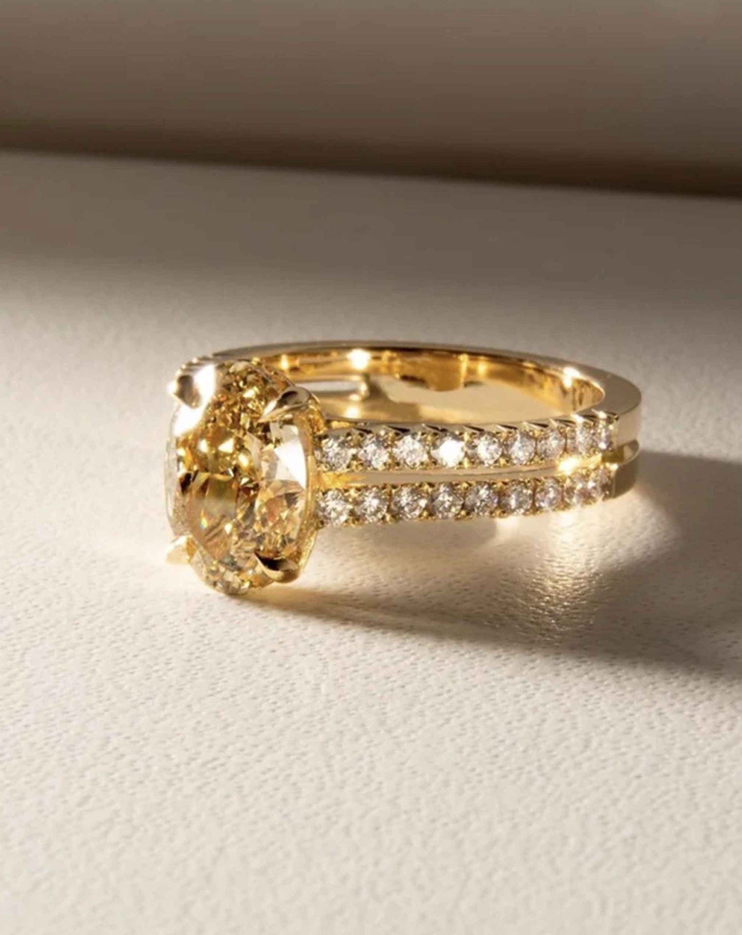 Yellow Diamond with Double Diamond Band
